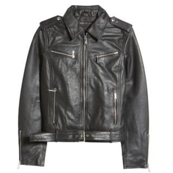 NWT SAM EDELMAN Single Breasted Leather Moto Jacket